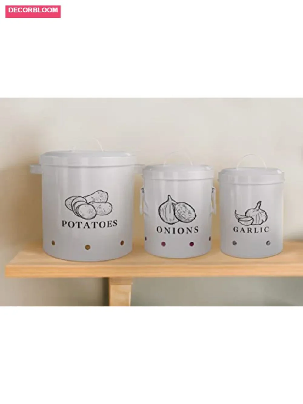 Rustic Farmhouse Metal Canisters with Ventilation Holes, 5L 2L 1L Set,